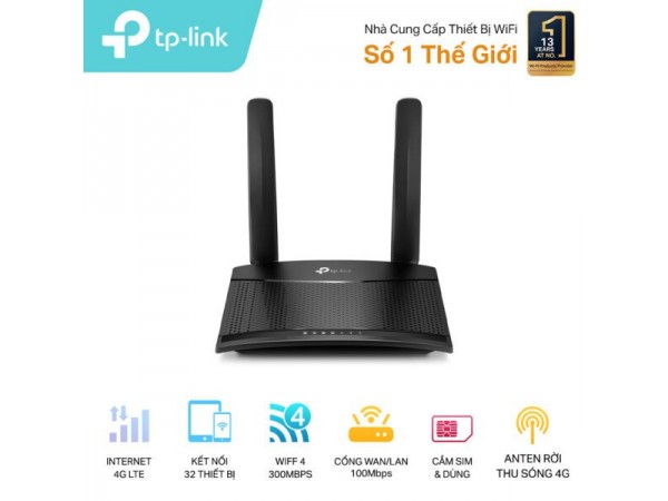 Bộ phát Wi-Fi Không Dây 4G LTE Tốc Độ 300 Mbps TP-Link TL-MR100
